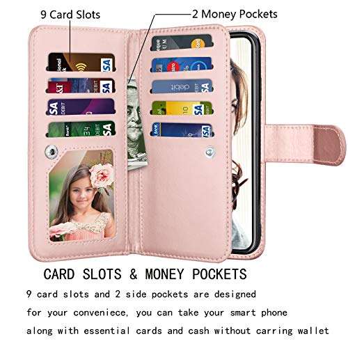 Njjex iPhone XS Max Wallet Case, For iPhone XS Max 6.5 Inch Case, PU Leather [9 Card Slots] ID Cred