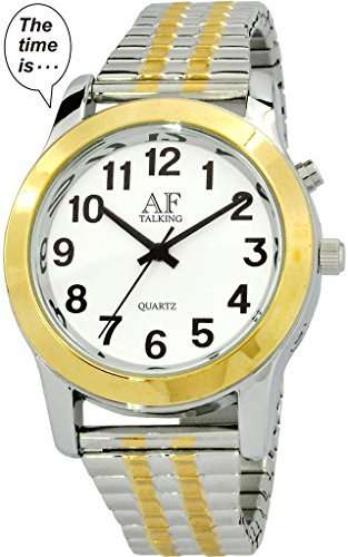 2nd GENERATION Talking Watch! Men 2-Tone Alarm Day-Date low vision metal Talking Watch (..