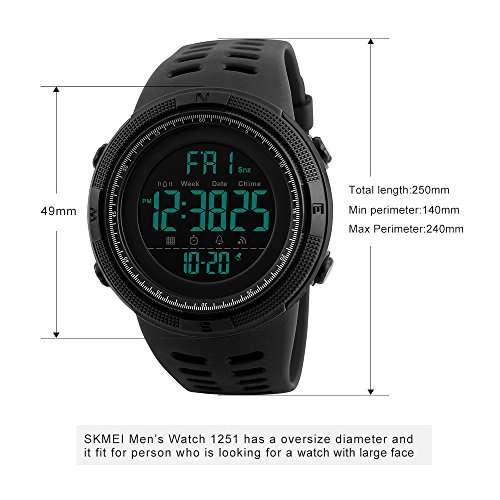 Mens Digital Sports Watch Waterproof Military Stopwatch Countdown Auto Date Alarm