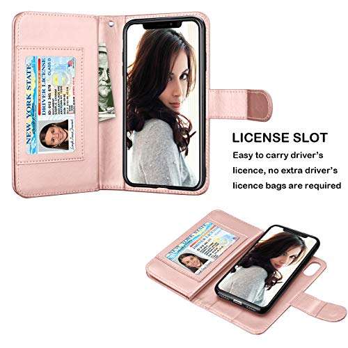 Njjex iPhone XS Max Wallet Case, For iPhone XS Max 6.5 Inch Case, PU Leather [9 Card Slots] ID Cred