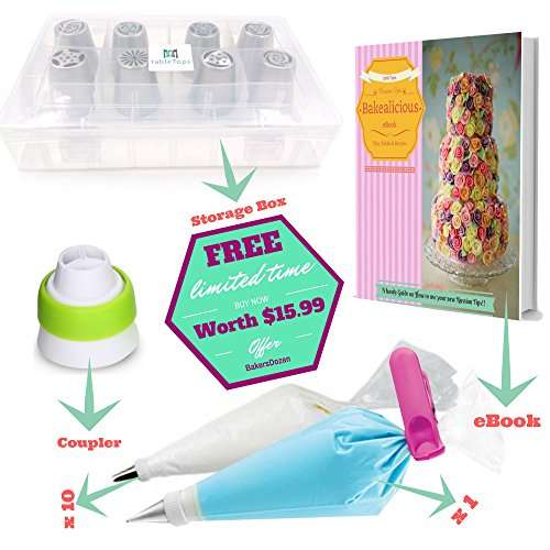 LIMITED TIME OFFER-Icing Russian piping tips nozzles for cupcakes & cookies decorating tips-BONUS x