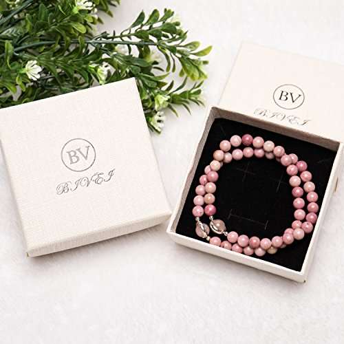 Bivei Premium Natural Genuine Gemstone Round Beads Multi Layer Crystal Bracelets in Gift Box