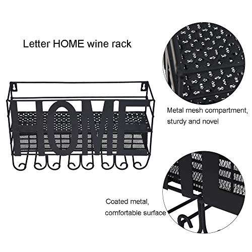 Wall Mounted Wine Rack - 4 Upside Down High Glass Rack and Wine Cork Storage - Bottle & Glass..