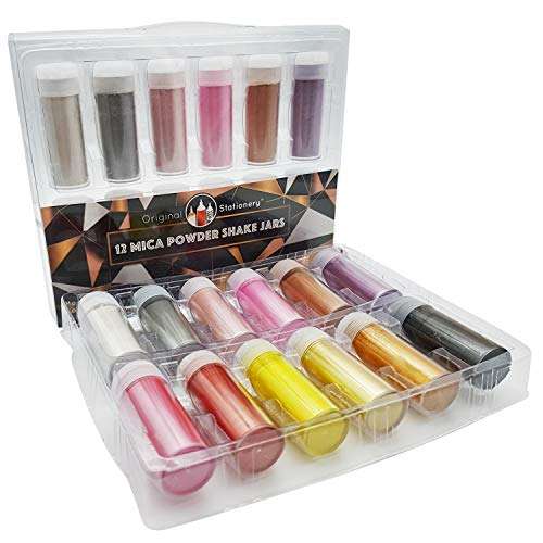 Mica Powder Pearl Pigment  12 Pack [Giftable Set with Incredible Colors] - Cosmetic Grade Metall
