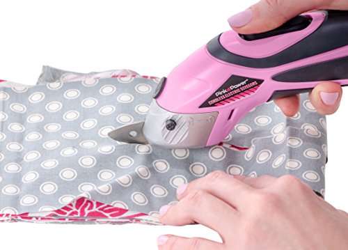 Pink Power Electric Fabric Scissors Box Cutter for Crafts, Sewing, Cardboard, Scrapbooki..