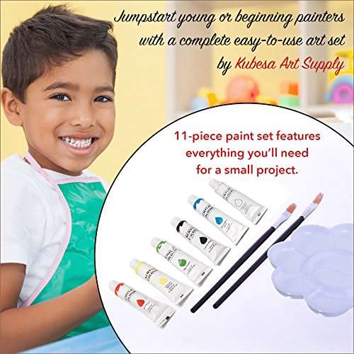 Kubesa Art Supply 11-piece Table Easel with Acrylic Painting Set