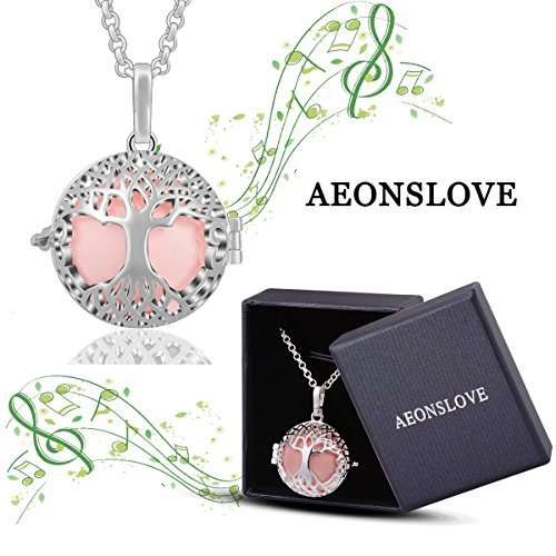AEONSLOVE Silver Celtic Tree of Life Melody Harmony Ball Chime Bell Pendant Necklaces for Women Gif
