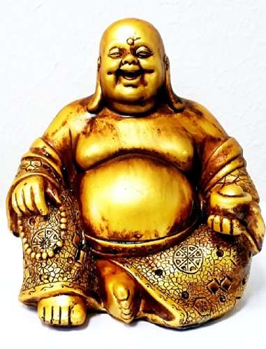 A Golden Happy Buddha (Laughing Buddha) Feng Shui for Money and Wealths