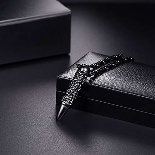 PROSTEEL Skull Bullet Charm Necklace & Pendant,Men/Women,Punk Style,Steampunk,Gothic,Skeleton,Hallo