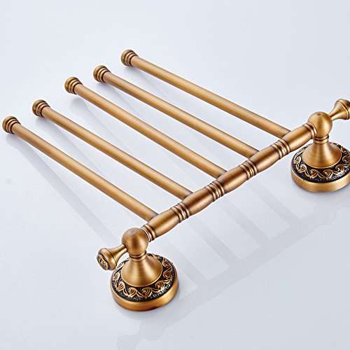 Leyden TM Antique Brass Active 5-Arm Swing Towel Rack Towel Rotated Bar Organizer Holder Wall..