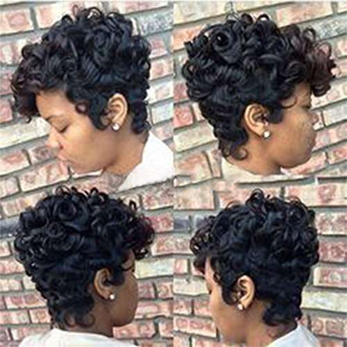 Short Ombre Brown Black Curly Hair Wigs For Black Women Synthetic Short Wigs For Black Women African