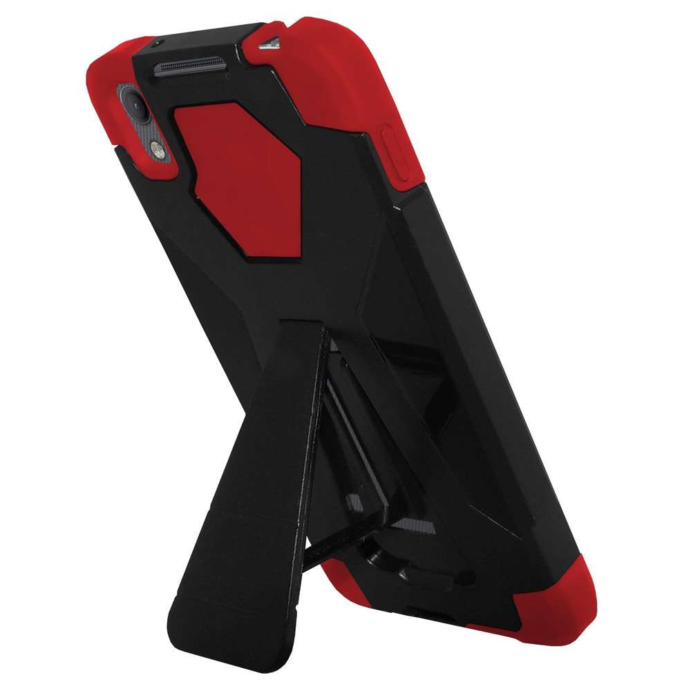 AMZER Dual Layer Hybrid Kickstand Case for BlackBerry DTEK50 - Black/ Red