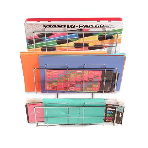 Spectrum Diversified File Holder and Magazine Rack, 3 Tiers, Wall Mount, Chrome