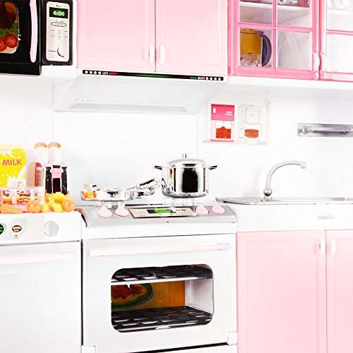 Emorefun Battery Powered Modern Kitchen Play Kitchen Set Pretend Play Kitchen Toys for Kids with So