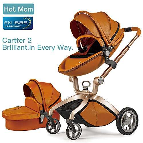 Baby Stroller  Hot Mom Baby Carriage with Bassinet Combo,Brown