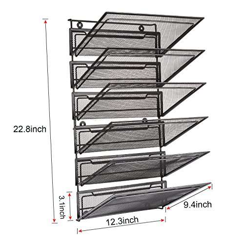 SamStar 6 Tier Hanging Wall File Holder Organizer, Legal / Letter Size, Metal Mesh Document Holder