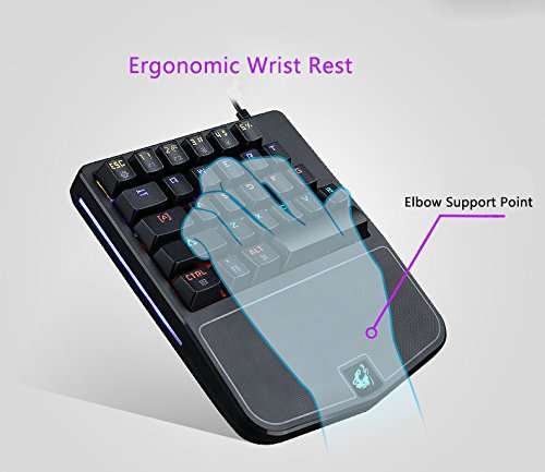 FELiCON One Handed Mechanical Gaming Keyboard RGB LED 9 Kind of Backlit Mode Single Hand Game..
