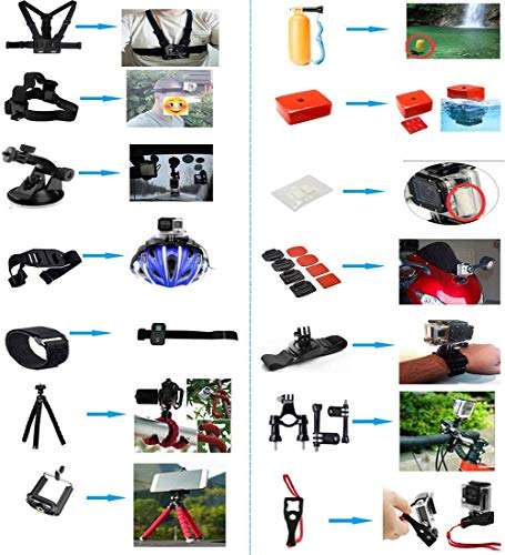 Husiway Accessory Kit for GoPro Hero 6 5 Black Hero 7 1 2 3 3+ 4 Session SJ4000 5000 6000 DBPOWER A