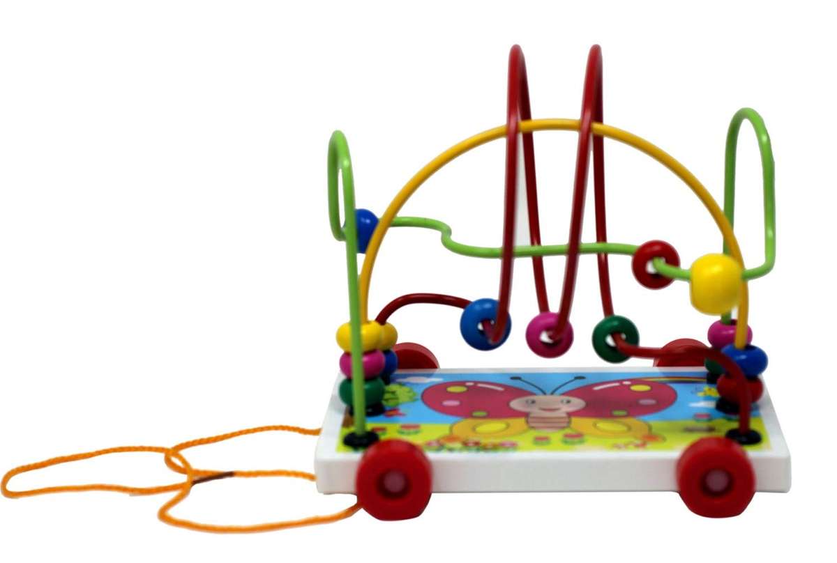 Bullahshah Multicolored Animal Trailer Circles The Beads Toddler Wooden Animal Cart Bead Maze Toy Ea