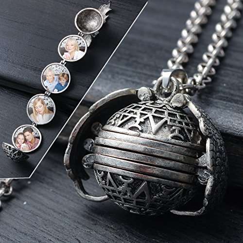 Antique Silver Personalized Custom Photo Pendant Wings Necklace Locket 18mm Pictures Frame 4 Four