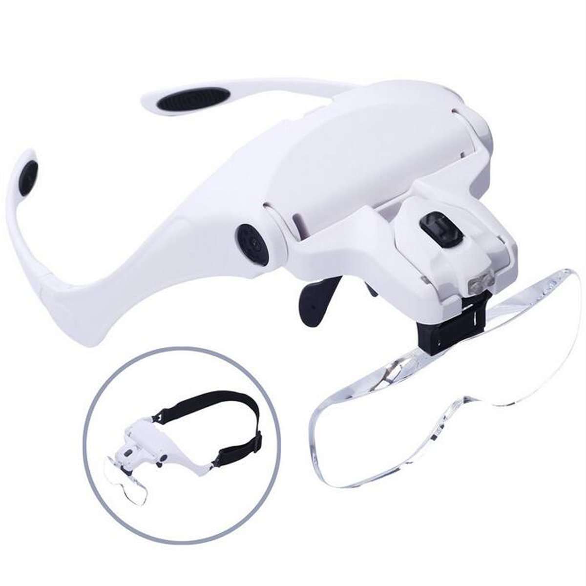 Head Mount Magnifier with 2 Led Professional Jeweler's Loupe Light Bracket and Headband ar