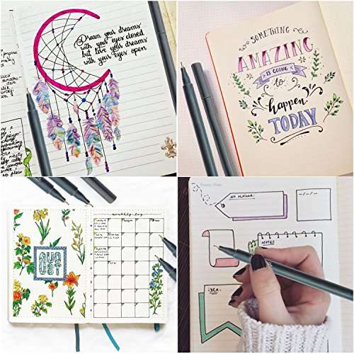 Bullet Journaling Pens Set, Taotree Fineliner Colored Sketch Writing Drawing Pens, Porous Fine Poin