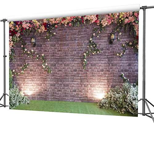 COMOPHOTO Wedding Backdrop Party Brick Wall Floral Decor Photography Backdrops for Pictures 7x5ft S