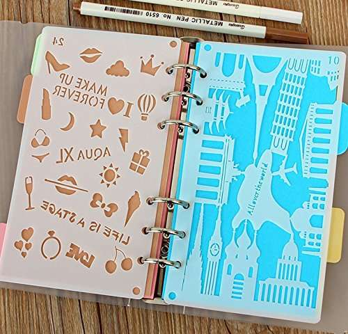 TTKBHHQ 24 Pieces 6 Hole Bullet Journal Supplies Plastic Planner Stencils Journal/Notebook/Diary/Sc