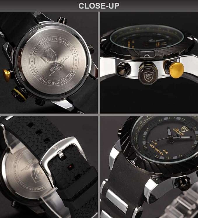 SHARK DUAL LED CHRONOGRAPH GOBLIN ALARM WATCH W/ BOX, PAPERS, LOADED!!