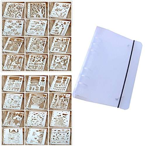 TTKBHHQ 24 Pieces 6 Hole Bullet Journal Supplies Plastic Planner Stencils Journal/Notebook/Diary/Sc