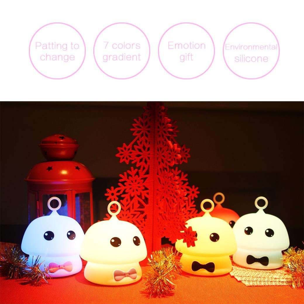 Night Light Baby LED Portable Silicone Cute Mushroom Nursery Soft Warm White Night Lamp Touch S