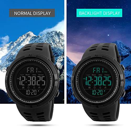 Mens Digital Sports Watch Waterproof Military Stopwatch Countdown Auto Date Alarm