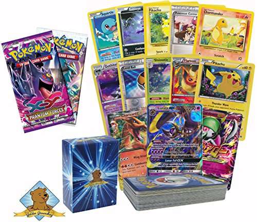 Pokemon 50 Card Lot Guaranteed 1 MEGA, EX, or GX! No Duplicates! Plus 2 New Booster Packs By Golden