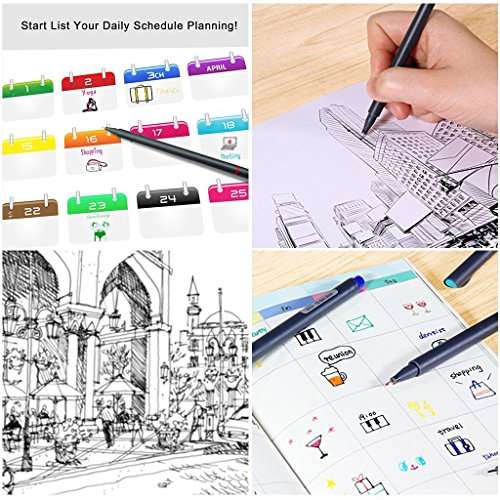 Bullet Journaling Pens Set, Taotree Fineliner Colored Sketch Writing Drawing Pens, Porous Fine Poin