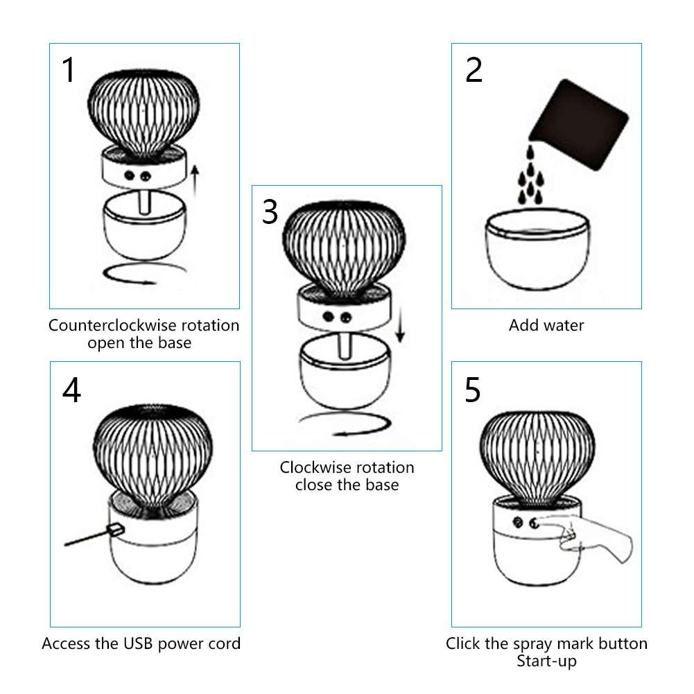 Mini Air Diffuser Mini Ball Cactus Night Light Humidifiers 7 Color Changing Night Light