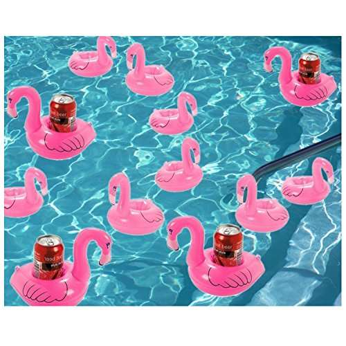 Outgeek Floating Drink Holders, 12 Pcs Inflatable Palm Tree Drink Holders Flamingos Flamingo Drink
