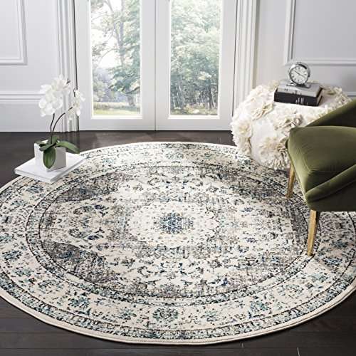 Safavieh Evoke Collection EVK220D Vintage Oriental Grey and Ivory Round Area Rug (3' in Diameter)
