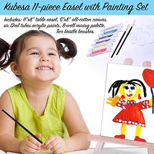 Kubesa Art Supply 11-piece Table Easel with Acrylic Painting Set