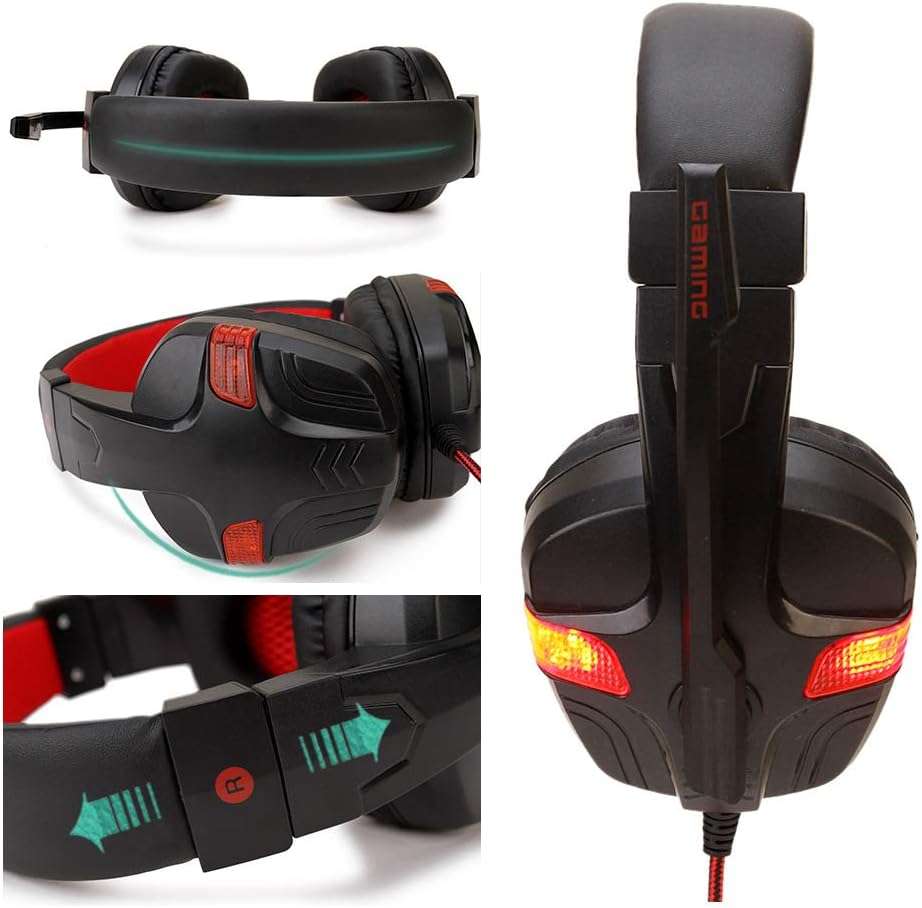 SY860MV Red Gaming Headset 3.5mm Wired Noise Canceling Headphone with Mic - Open Box