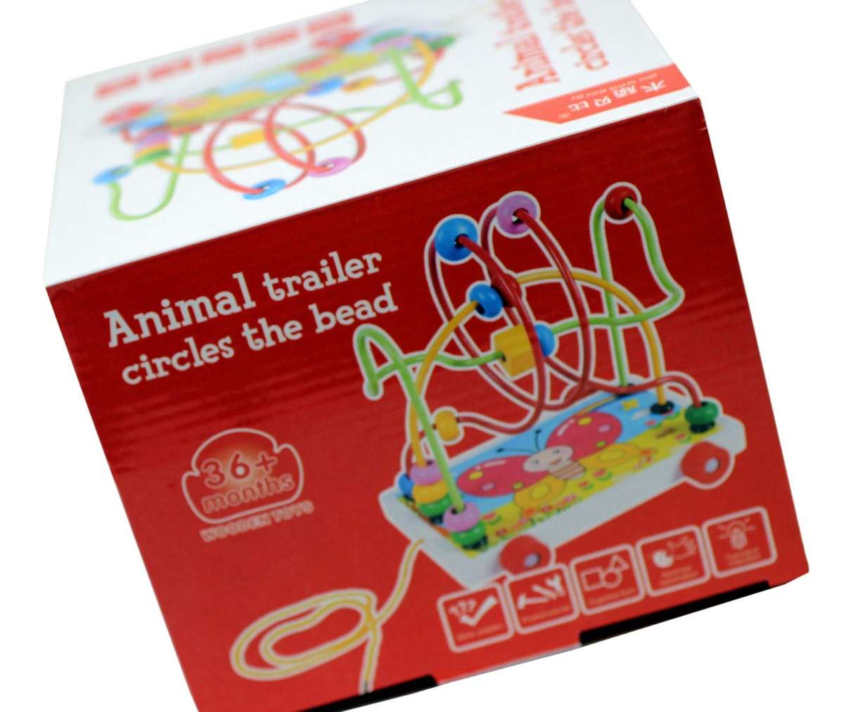 Bullahshah Multicolored Animal Trailer Circles The Beads Toddler Wooden Animal Cart Bead Maze Toy Ea