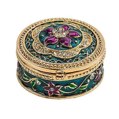 Flower Geometric Glitter Purple 2 x 2 Jeweled Metal Decorative Trinket Box