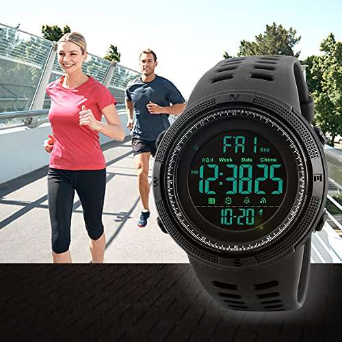 Mens Digital Sports Watch Waterproof Military Stopwatch Countdown Auto Date Alarm