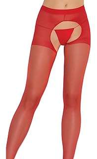 Elegant Moments Sexy Women's Plus Size Sheer Crotchless Pantyhose