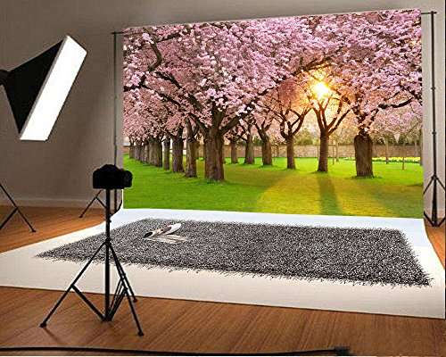 Leowefowa 7X5FT Bridal Shower Backdrop Cherry Blossom Backdrops for Wedding Ceremony Photography Su