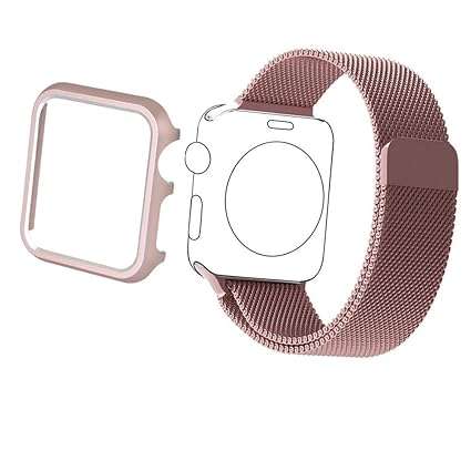 Apple Watch Band, Biaoge Steel Milanese Loop Replacement Wrist Band with Plated Case for Apple