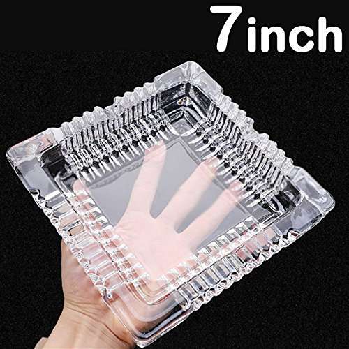BSWEEII Large Square Glass Ashtrays for Cigars and Cigarettes Big Ashtray Outdoor for Patio Tableto