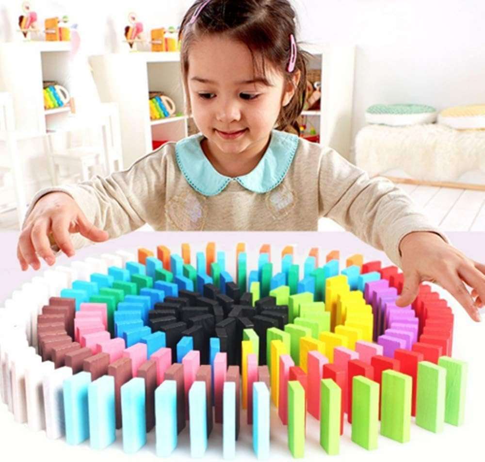 100pcs Wooden Dominos Blocks Set