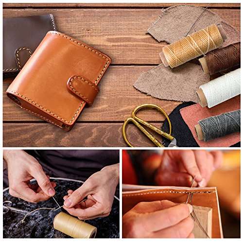8 Pack Leather Waxed Thread,263 Yards 150D Sewing Waxed Twine,8 Colors Flat Waxed Thread, With Larg