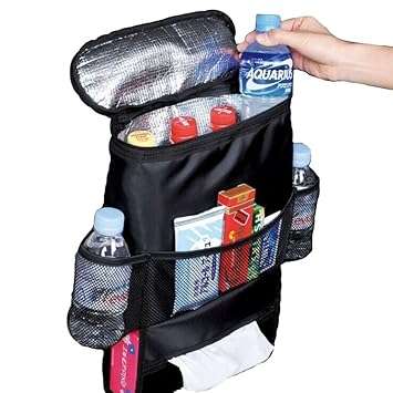 Car Back Seat Organizer with Cooler Bag  BLACK