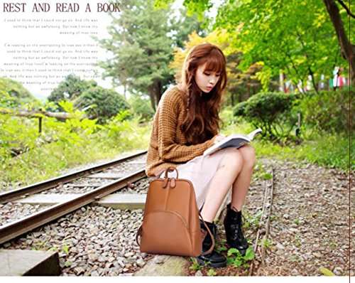 aiseyi Women Black Leather Backpack for Girls Drawstring Schoolbag Casual Daypack